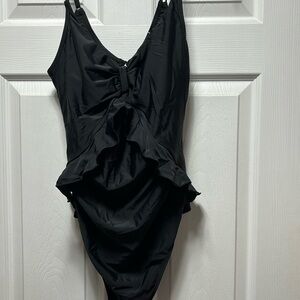 Summer Mae Maternity Swimsuit Ruffle Cutout Pregnancy Bathing Lace Up  X large